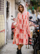 Prathaa Bawra Pleated Summer Holiday 100% Handloom Cotton Dress