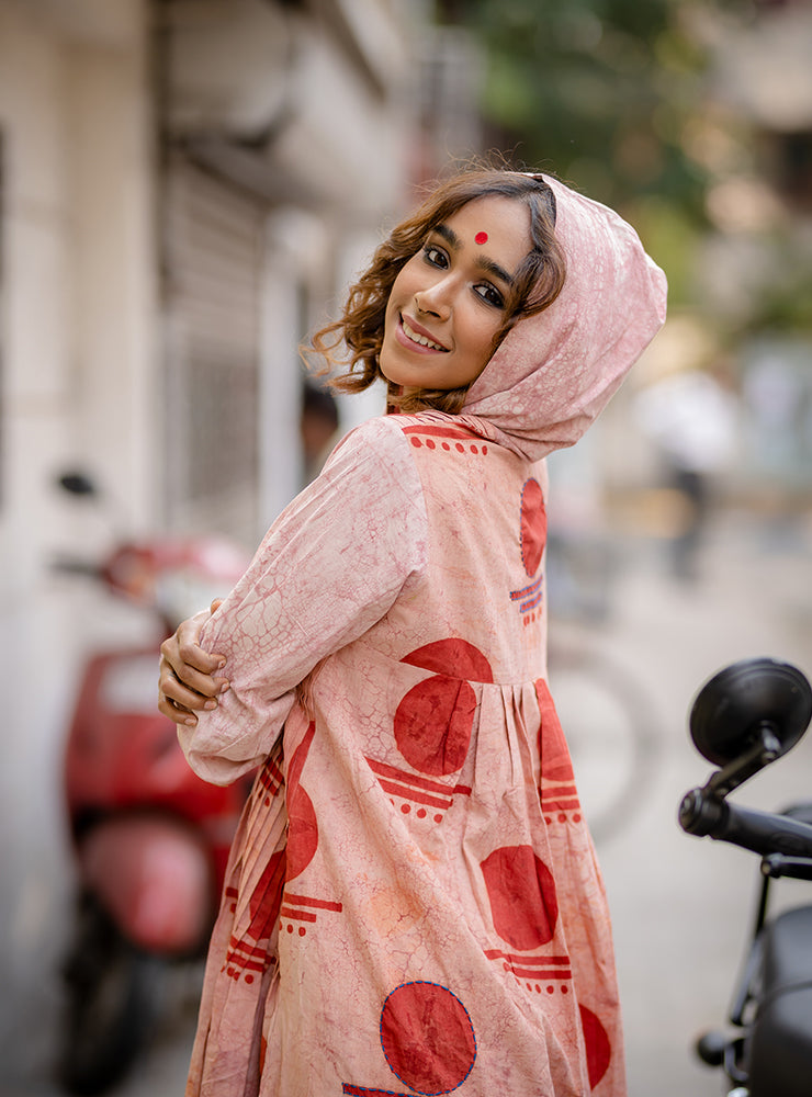 Prathaa Bawra Pleated Summer Holiday 100% Handloom Cotton Dress