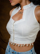 SHVET- IN-CUT BLOUSE | Handloom Blouse and Top | Prathaa