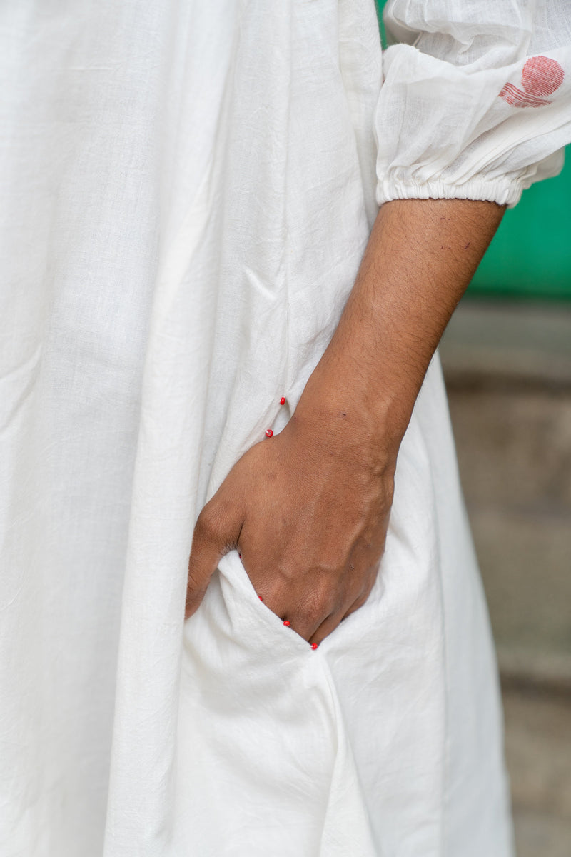 Shvet A-line Panelled Handloom Cotton Dress Pockets