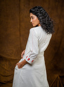 Prathaa Handloom Cotton Shvet Midi Dress in White