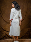 Prathaa Handloom Cotton Shvet Midi Dress in White