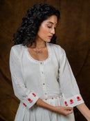 Prathaa Handloom Cotton Shvet Midi Dress in White