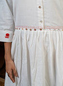 Prathaa Handloom Cotton Shvet Midi Dress in White