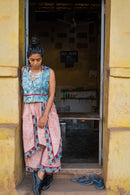 Prathaa Blue Puthai Ink Blot Bindi 100% Handloom Cotton Blouse