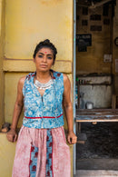 Prathaa Blue Puthai Ink Blot Bindi 100% Handloom Cotton Blouse