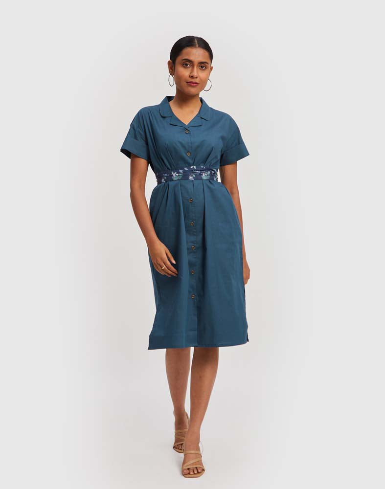 Reistor Poplin Midi Shirt Dress in Blue