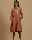 Handcrafted Burn So Bright Handspun and Handwoven cotton Dress