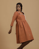 Handcrafted Burn So Bright Handspun and Handwoven cotton Dress