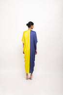 Neora by Nehal Chopra Bemberg Modal Silk Blue-Neon Rouching Cape