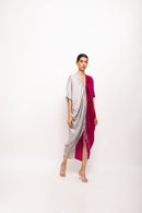 Neora by Nehal Chopra Bemberg Modal Silk Wine-Grey Rouching Cape
