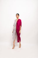 Neora by Nehal Chopra Bemberg Modal Silk Wine-Grey Rouching Cape