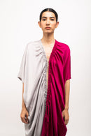 Neora by Nehal Chopra Bemberg Modal Silk Wine-Grey Rouching Cape