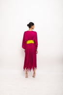 Neora by Nehal Chopra Bemberg Modal Silk Wine-Neon Asymmetrical Cape