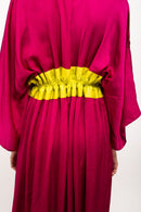 Neora by Nehal Chopra Bemberg Modal Silk Wine-Neon Asymmetrical Cape