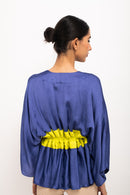 Neora by Nehal Chopra Bemberg Modal Silk Blue-Neon Short Cape