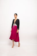 Neora by Nehal Chopra Bemberg Modal Silk Black-Grey-Wine High Low Cape