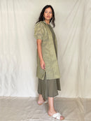 Handcrafted and Ethically made Puff sleeved wide notch collar tissue jacket with a belt