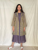 Handcrafted and Ethically made Puff sleeved wide notch collar tissue jacket with a belt