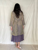 Handcrafted and Ethically made Puff sleeved wide notch collar tissue jacket with a belt