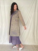 Handcrafted and Ethically made Puff sleeved wide notch collar tissue jacket with a belt