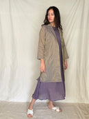 Handcrafted and Ethically made Puff sleeved wide notch collar tissue jacket with a belt