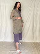 Handcrafted and Ethically made Puff sleeved wide notch collar tissue jacket with a belt