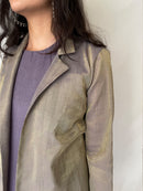 Handcrafted and Ethically made Puff sleeved wide notch collar tissue jacket with a belt