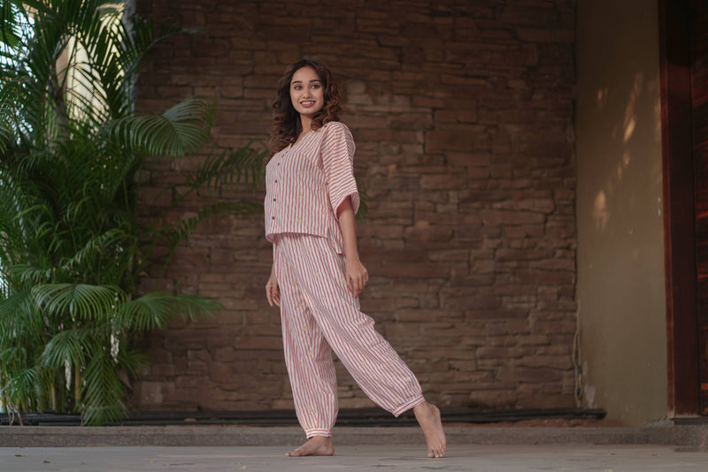 The Organic Livings Cherry Trees Co-Ord Set [ Top and Lantern Pants ]