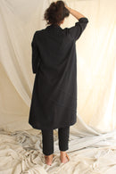 Ethically made Boxy fit Cotton Linen jacket with Fabric Manipulation Pleating Detailss. front tie  and hand embroidery