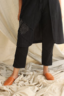 Ethically made Boxy fit Cotton Linen jacket with Fabric Manipulation Pleating Detailss. front tie  and hand embroidery