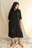 Ethically made Boxy fit Cotton Linen jacket with Fabric Manipulation Pleating Detailss. front tie  and hand embroidery