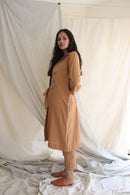 Ethically made Boxy fit Cotton Linen jacket with Fabric Manipulation Pleating Detailss. front tie  and hand embroidery