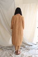 Ethically made Boxy fit Cotton Linen jacket with Fabric Manipulation Pleating Detailss. front tie  and hand embroidery