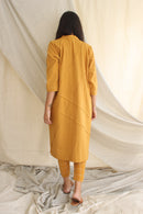Ethically made Boxy fit Cotton Linen jacket with Fabric Manipulation Pleating Detailss. front tie  and hand embroidery