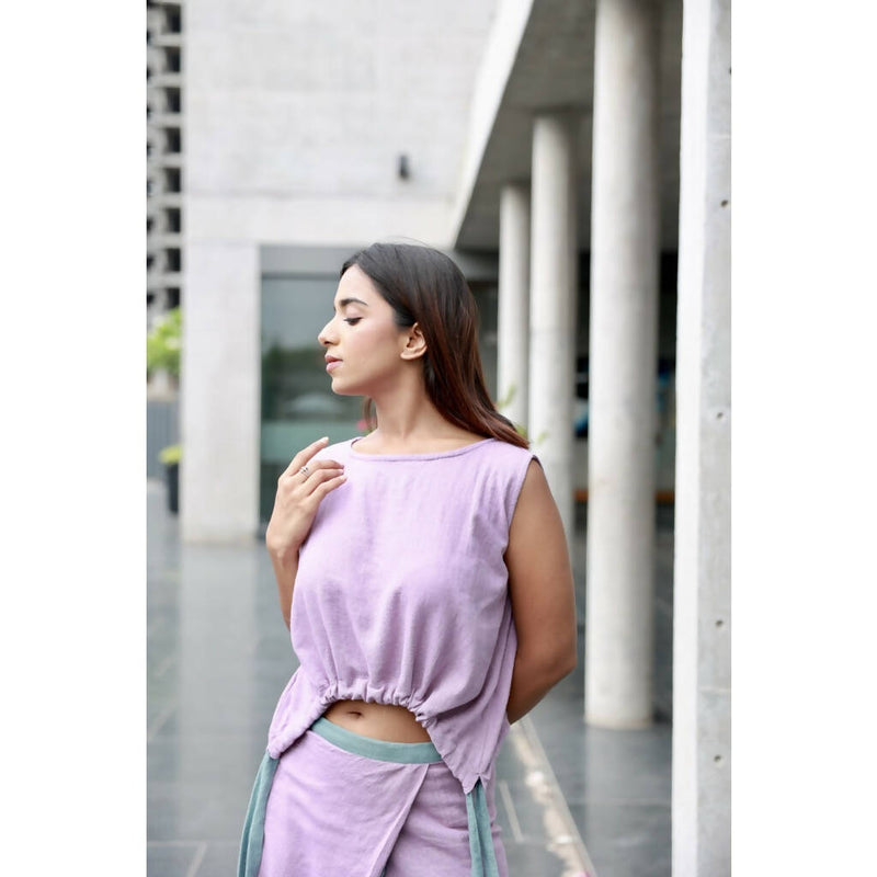 AC By Aratrika Chauhan 100% Organic Jute Purple-Blue Skirt-Top