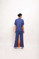 Neora by Nehal Chopra Bemberg Modal Silk Blue-Orange Co-ord Set