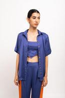 Neora by Nehal Chopra Bemberg Modal Silk Blue-Orange Co-ord Set