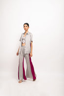 Neora by Nehal Chopra Bemberg Modal Silk Grey-Wine Co-ord Set