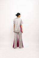 Neora by Nehal Chopra Bemberg Modal Silk Grey-Wine Co-ord Set