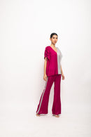 Neora by Nehal Chopra Bemberg Modal Silk Wine-Grey Kaftan Set