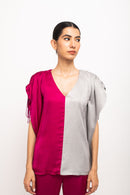Neora by Nehal Chopra Bemberg Modal Silk Wine-Grey Kaftan Set