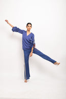 Neora by Nehal Chopra Bemberg Modal Silk Blue-Grey Rouching Set