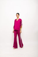 Neora by Nehal Chopra Bemberg Modal Silk Wine-Grey Rouching Set