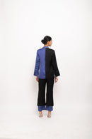Neora by Nehal Chopra Bemberg Modal Silk Black-Blue Women Blazer Set
