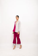 Neora by Nehal Chopra Bemberg Modal Silk Wine-Grey Blazer Set