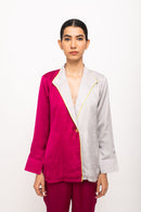 Neora by Nehal Chopra Bemberg Modal Silk Wine-Grey Blazer Set