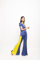 Neora by Nehal Chopra Bemberg Modal Silk Blue-Neon Co-ord Set