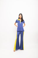 Neora by Nehal Chopra Bemberg Modal Silk Blue-Neon Co-ord Set