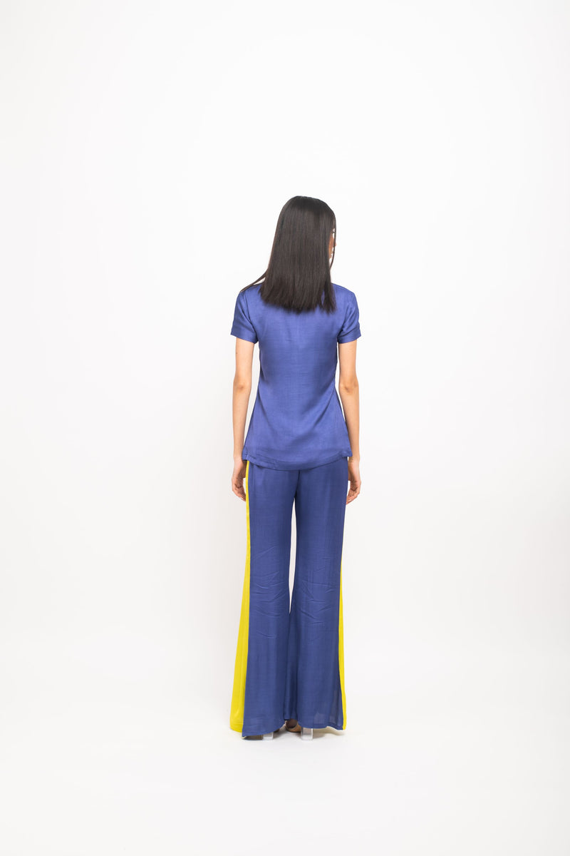 Neora by Nehal Chopra Bemberg Modal Silk Blue-Neon Co-ord Set